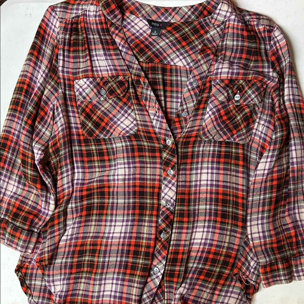 Intro. Red and Purple Plaid Shirt
